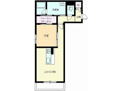 シャーメゾンアルバスII(1LDK/1階)の間取り写真