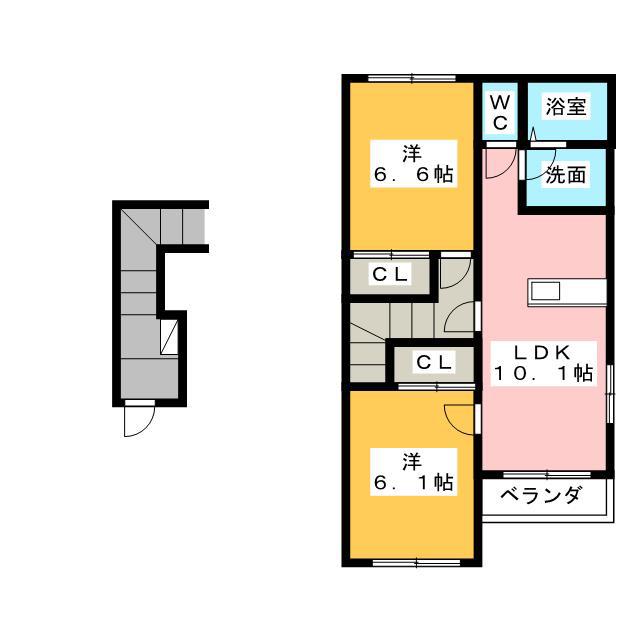 エクシードII(2LDK/2階)の間取り写真