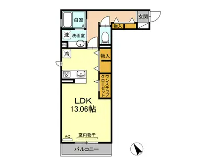 D-ROOM花梨D棟(ワンルーム/3階)の間取り写真