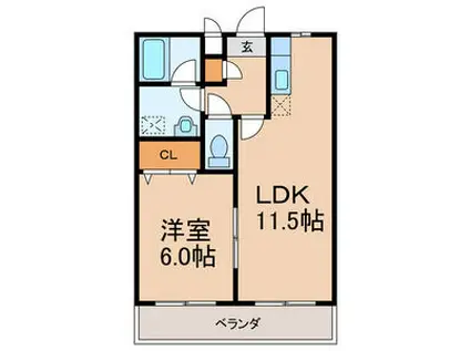 ピースコート(1LDK/2階)の間取り写真