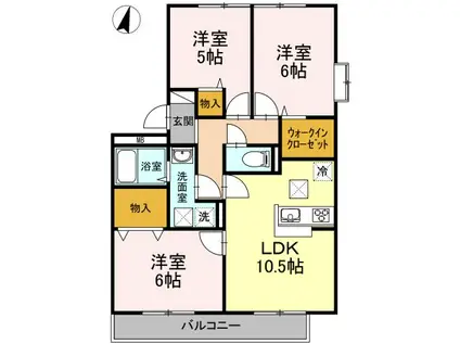ハイカムールウエストリバーA棟(3LDK/1階)の間取り写真