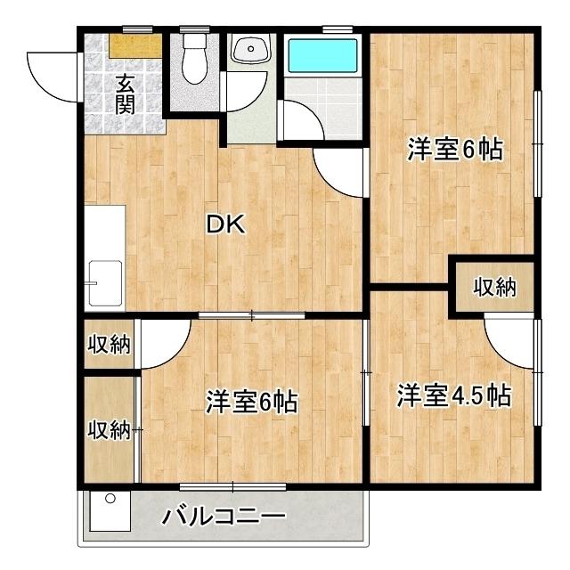 第二やまふじハイツ(3DK/4階)の間取り写真