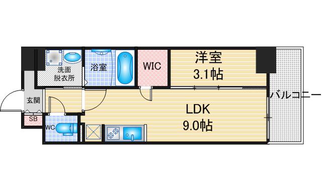 メイクスアート名駅ウエスト(1LDK/14階)の間取り写真