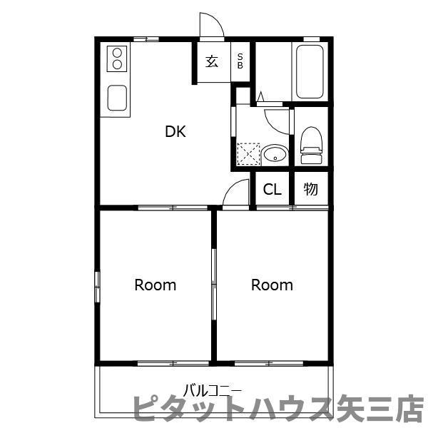 フレグランス 蔵本(2DK/2階)の間取り写真