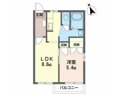 アンビエンスA(1LDK/1階)の間取り写真