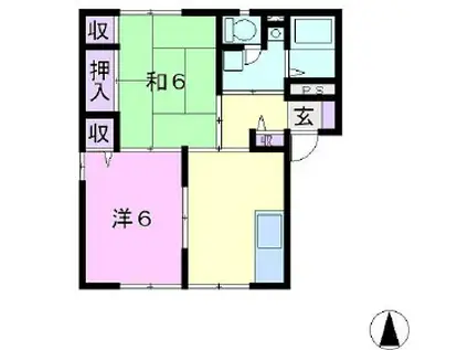 ベルメゾンちくま(2DK/1階)の間取り写真