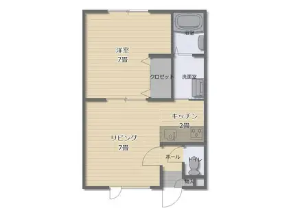 グランビュー永山(1DK/2階)の間取り写真