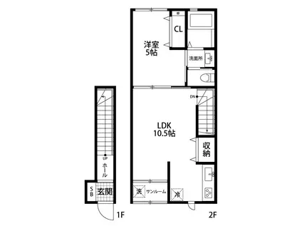 LOTUS弁天橋(1LDK/2階)の間取り写真
