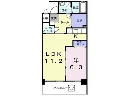 フォレスト陣原(1LDK/6階)の間取り写真
