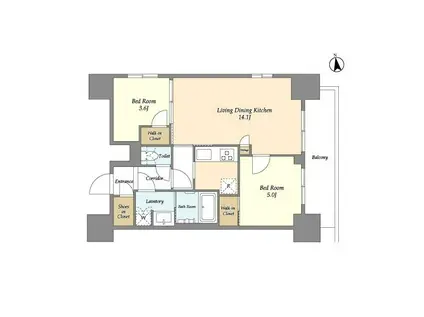 リビオメゾン浅草雷門(2LDK/9階)の間取り写真