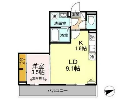 D-ROOM DEARCOURT(1LDK/1階)の間取り写真