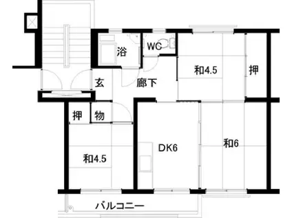 名島400棟(3DK/2階)の間取り写真