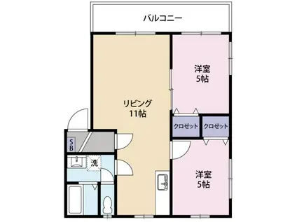 フレグランス諏訪(2LDK/2階)の間取り写真