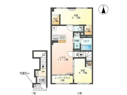 グランツ(2LDK/2階)の間取り写真