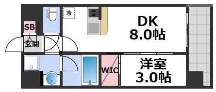 エスリードレジデンス玉造ザ・イースト(1LDK/9階)の間取り写真