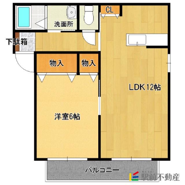 ドミールA(1LDK/1階)の間取り写真