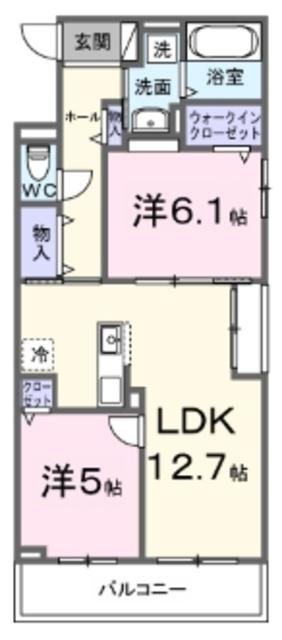 ティリア コート(2LDK/3階)の間取り写真
