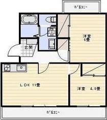 ラフォーレ向平(2LDK/3階)の間取り写真