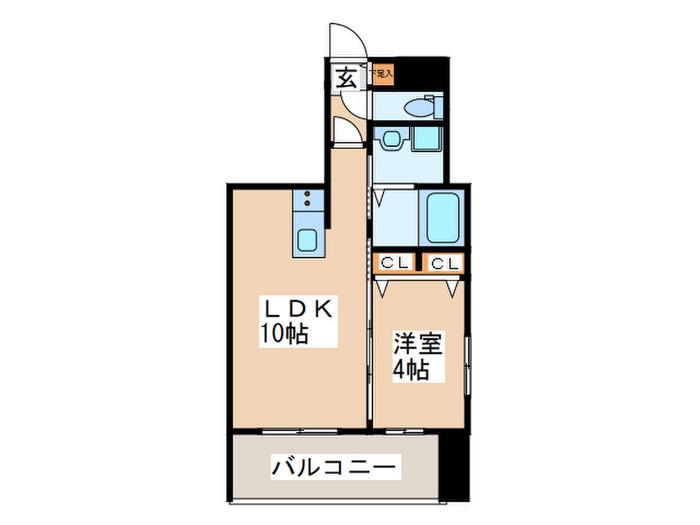 アポロ久留米東(1LDK/13階)の間取り写真