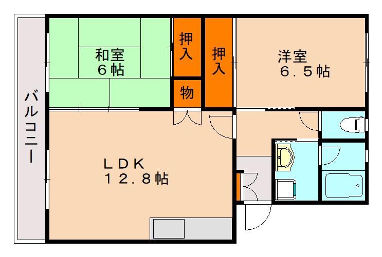 アーバンハイツ渡辺(2LDK/4階)の間取り写真
