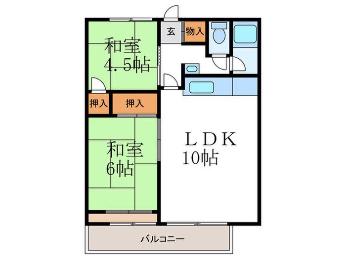 西の京マンション(2LDK/5階)の間取り写真