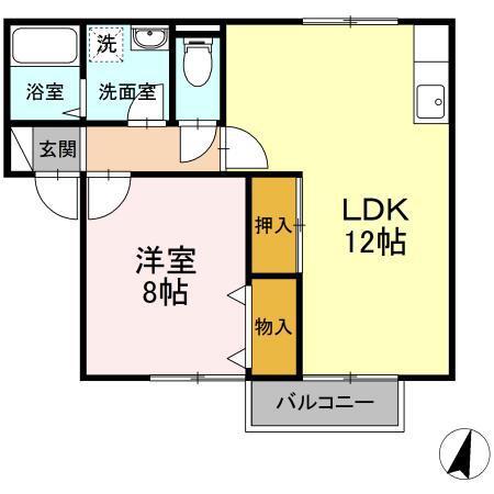 セジュール杉本AB(1LDK/2階)の間取り写真