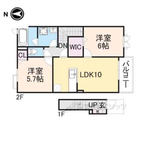 シエルブルーⅡ(2LDK/2階)の間取り写真