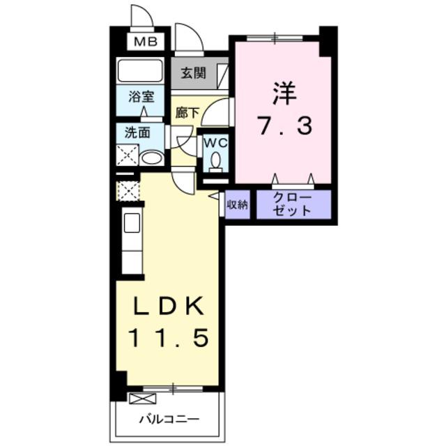 ラ ヴィ カルム(1LDK/3階)の間取り写真