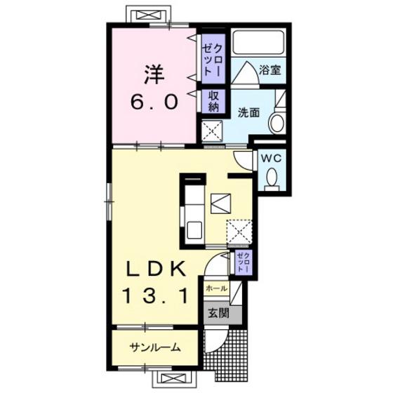 アニージョ・輪(1LDK/1階)の間取り写真