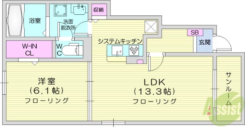 エスポワール(1LDK/1階)の間取り写真