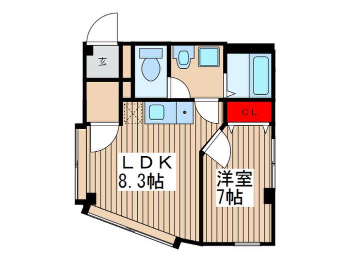 パレスフイールド市川南(1LDK/2階)の間取り写真