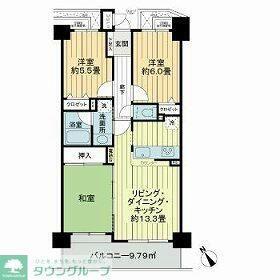 ライオンズマンション本八幡第2(3LDK/5階)の間取り写真