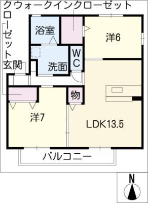 クレストコート(2LDK/1階)の間取り写真