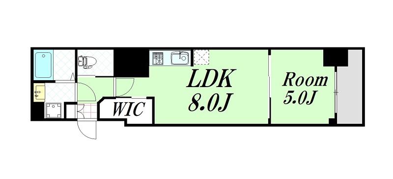 サムティ江戸堀ASUNT(1LDK/14階)の間取り写真