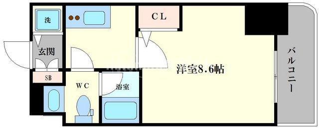 リーガル京町堀II(1K/9階)の間取り写真
