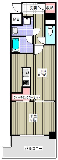 ヴェール同心(1LDK/6階)の間取り写真