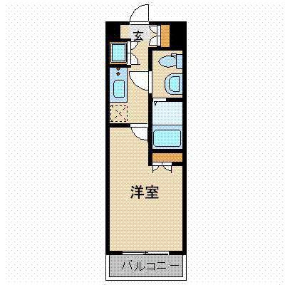 ヴィーダスカイコート品川(1K/2階)の間取り写真