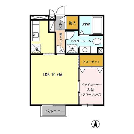 エスポワールYIII(1LDK/1階)の間取り写真