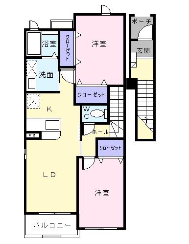 グレイトビューFUJI(2LDK/2階)の間取り写真
