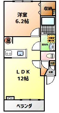 Mハイツ東町10(1LDK/2階)の間取り写真