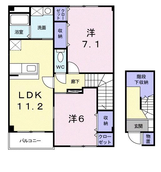 プランドール(2LDK/2階)の間取り写真