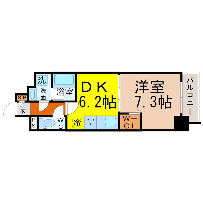 マイコスモス(1DK/6階)の間取り写真