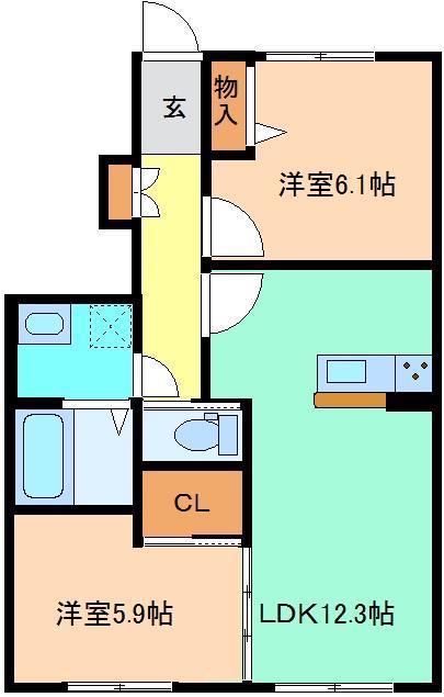 マロニエ A(2LDK/1階)の間取り写真
