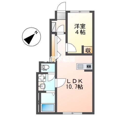ベルメゾン矢取II(1LDK/1階)の間取り写真