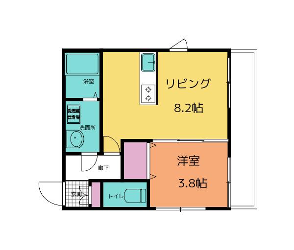 アンビシオン泉中央(1LDK/2階)の間取り写真