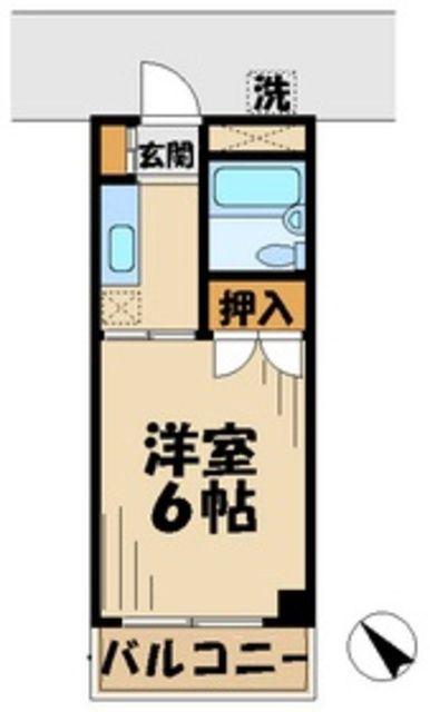 スカイハイム伊藤(1K/1階)の間取り写真