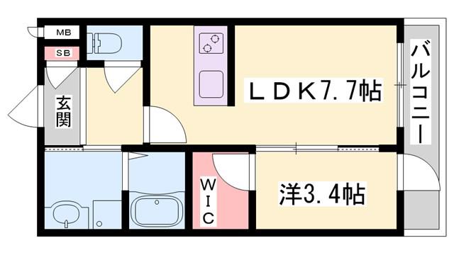 モレス・ヴィラ明石(1LDK/3階)の間取り写真