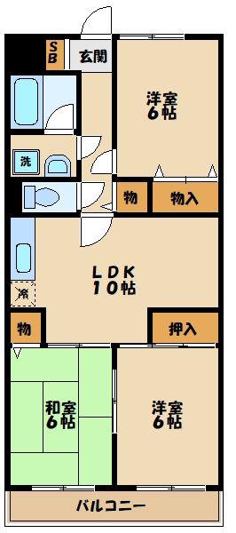 シャルムベルシー(3LDK/2階)の間取り写真