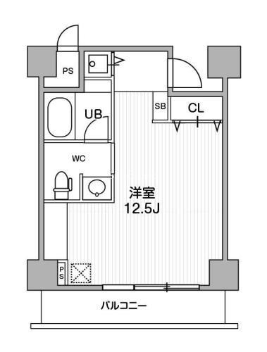 アーバンスタイル心斎橋(ワンルーム/6階)の間取り写真