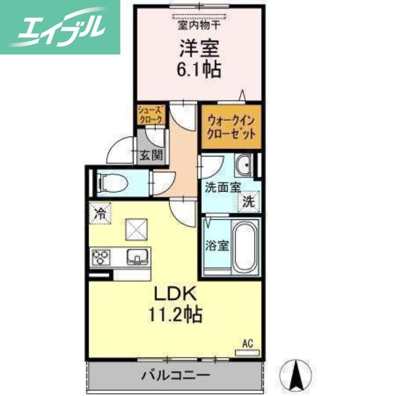 グレイス伊福(1LDK/2階)の間取り写真